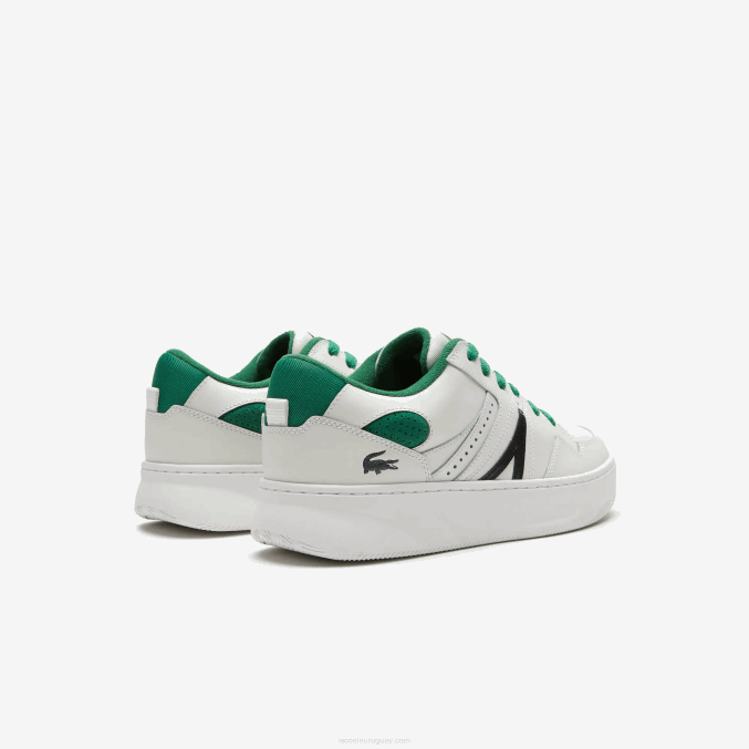 blanco/verde 082 VVL0A1818 hombres Lacoste zapatillas l005 de piel con detalles pop