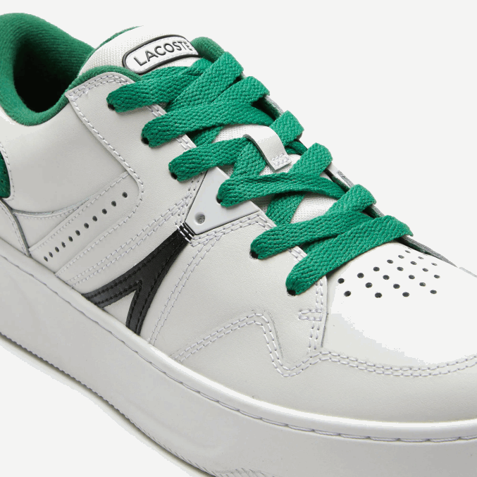 blanco/verde 082 VVL0A1818 hombres Lacoste zapatillas l005 de piel con detalles pop