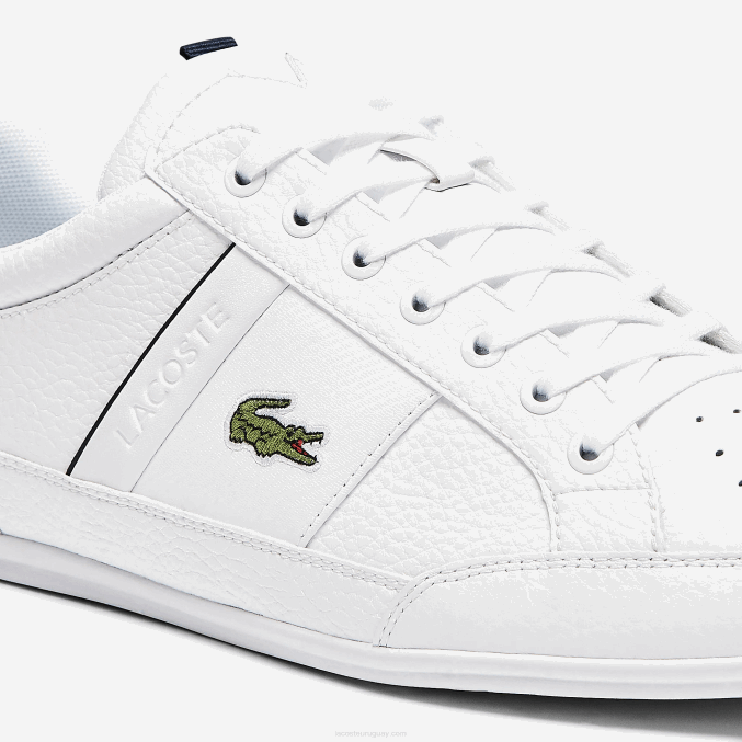 blanco y azul marino 042 VVL0A1713 hombres Lacoste zapatillas chaymon de piel y material sintético