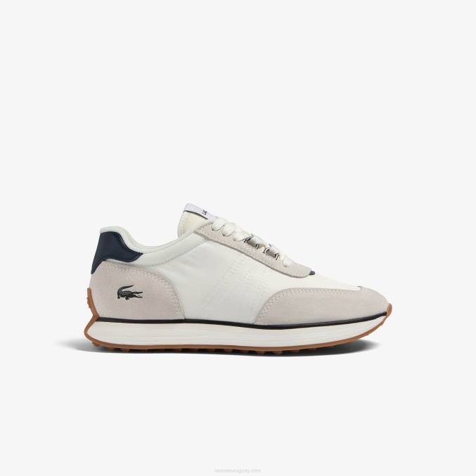 blanco y azul marino 042 VVL0A1748 hombres Lacoste tenis L-spin de tela