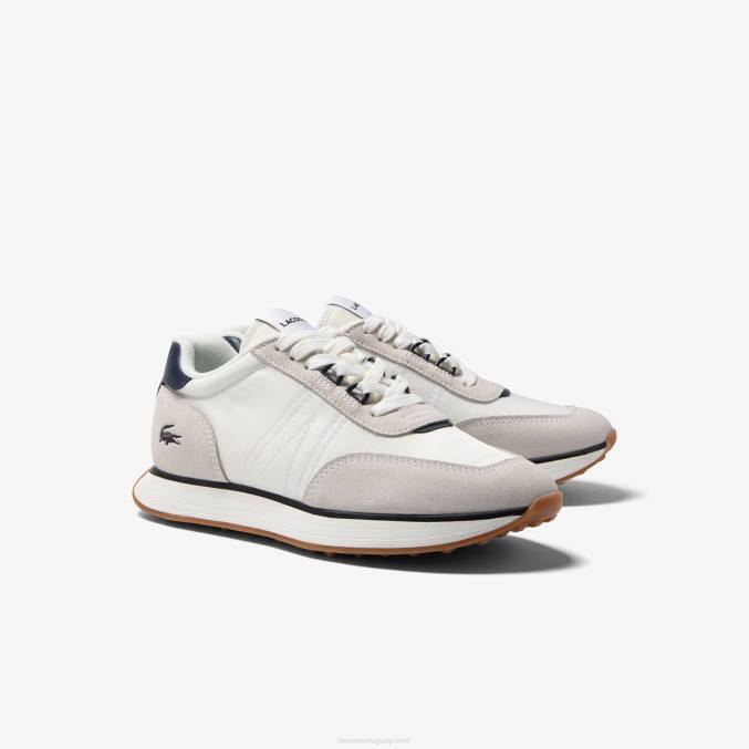 blanco y azul marino 042 VVL0A1748 hombres Lacoste tenis L-spin de tela