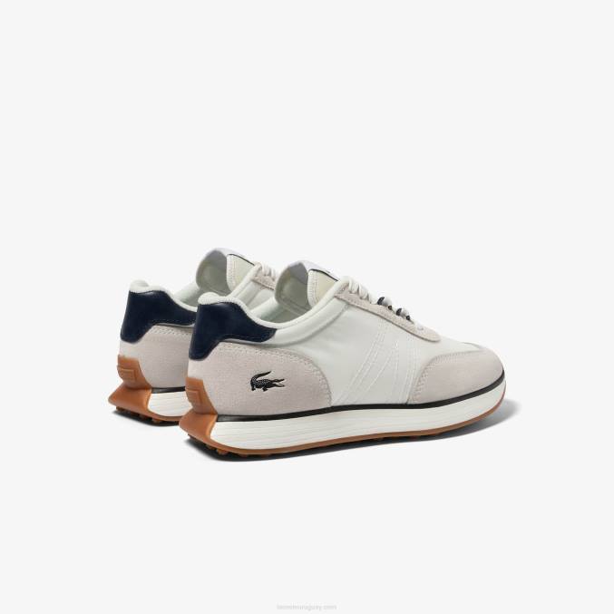 blanco y azul marino 042 VVL0A1748 hombres Lacoste tenis L-spin de tela