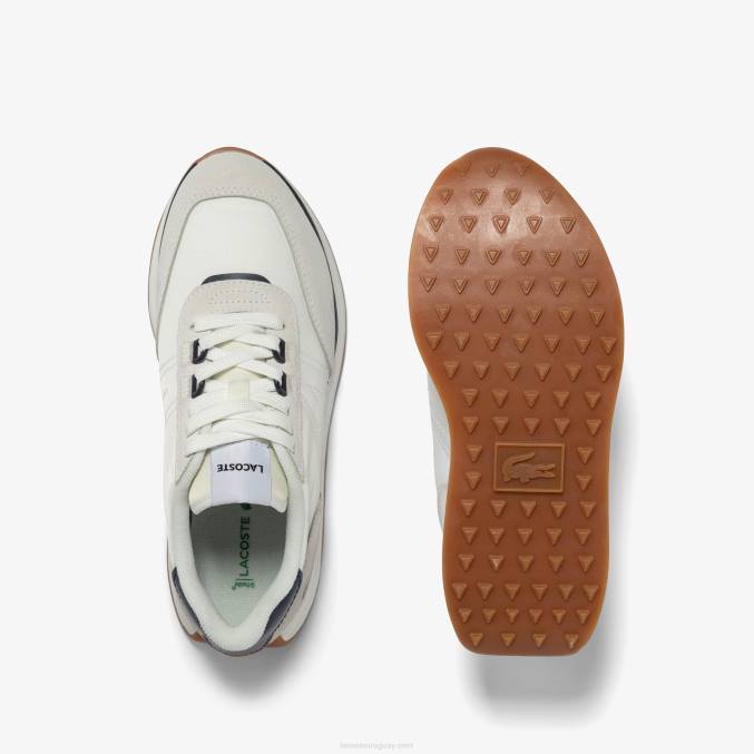 blanco y azul marino 042 VVL0A1748 hombres Lacoste tenis L-spin de tela