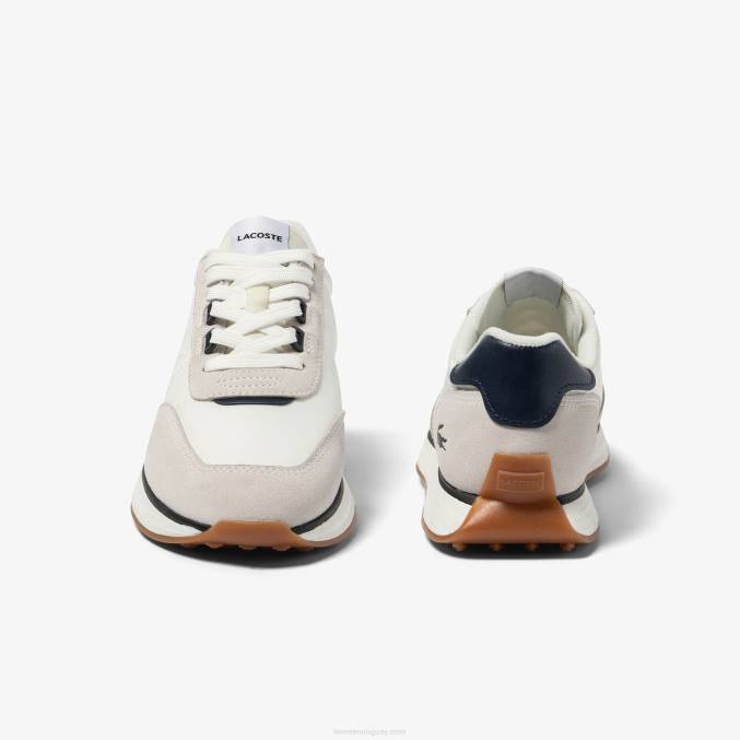 blanco y azul marino 042 VVL0A1748 hombres Lacoste tenis L-spin de tela