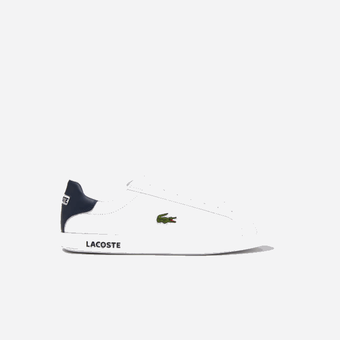 blanco y azul marino 042 VVL0A1912 hombres Lacoste zapatillas graduadas de piel