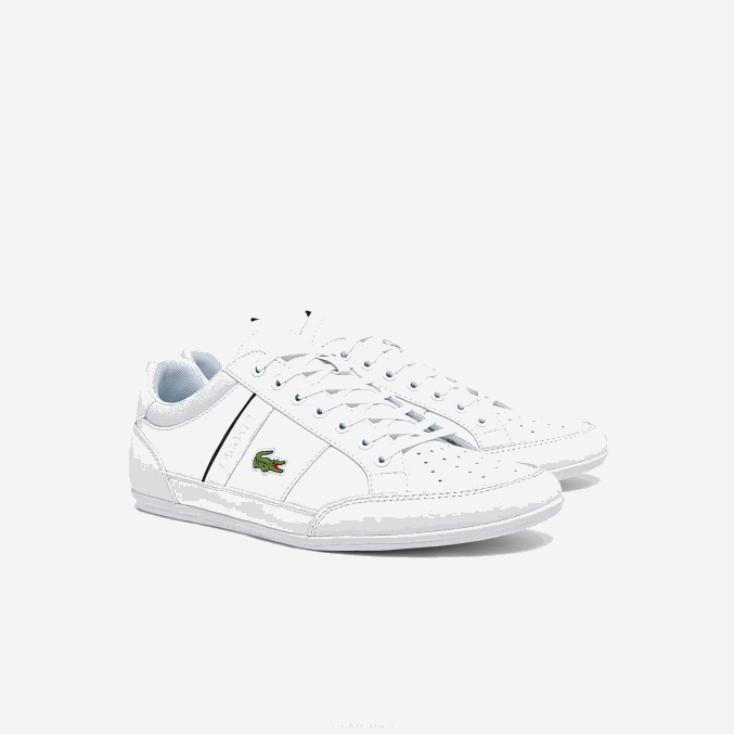 blanco y negro 147 VVL0A1724 hombres Lacoste zapatillas chaymon de piel y sintético
