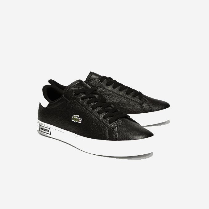 blanco y negro 312 VVL0A1805 hombres Lacoste zapatillas powercourt de piel