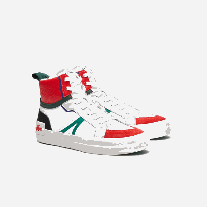 blanco y rojo 286 VVL0A1794 hombres Lacoste zapatillas l004 mid de piel