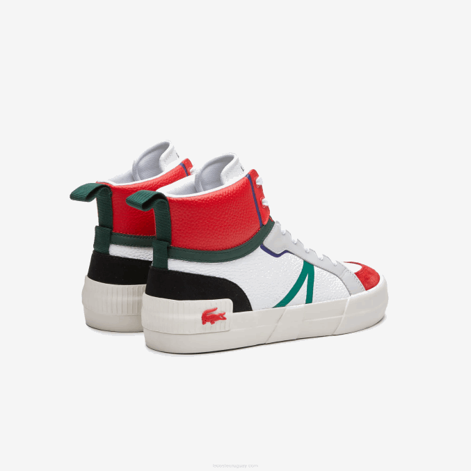 blanco y rojo 286 VVL0A1794 hombres Lacoste zapatillas l004 mid de piel