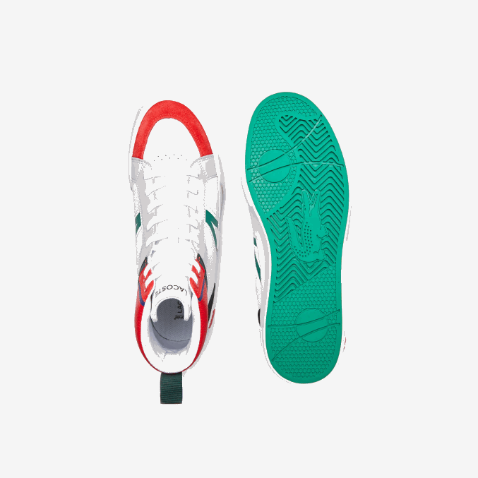 blanco y rojo 286 VVL0A1794 hombres Lacoste zapatillas l004 mid de piel