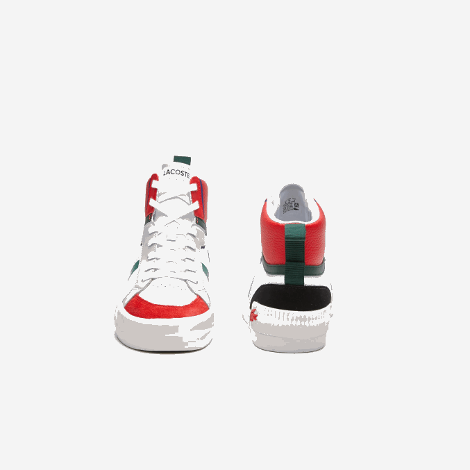blanco y rojo 286 VVL0A1794 hombres Lacoste zapatillas l004 mid de piel