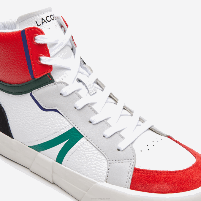 blanco y rojo 286 VVL0A1794 hombres Lacoste zapatillas l004 mid de piel