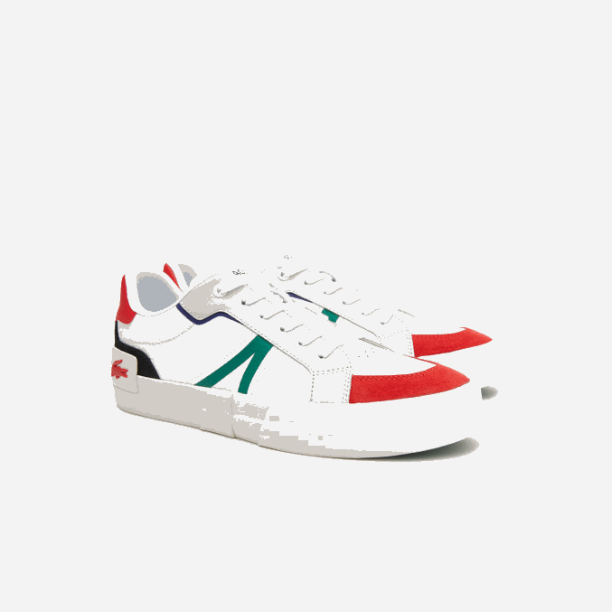 blanco y rojo 286 VVL0A1890 hombres Lacoste zapatillas l004 de piel con detalles pop