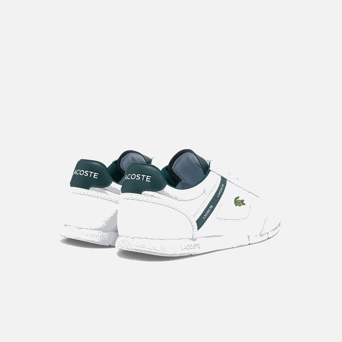 blanco y verde oscuro 1r5 VVL0A1700 hombres Lacoste zapatillas menerva sport de tejido y piel