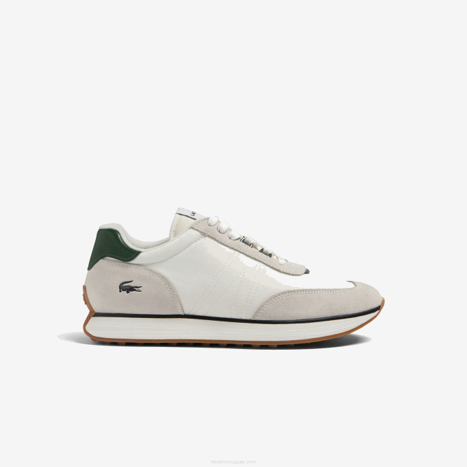 blanco y verde oscuro 1r5 VVL0A1747 hombres Lacoste tenis L-spin de tela