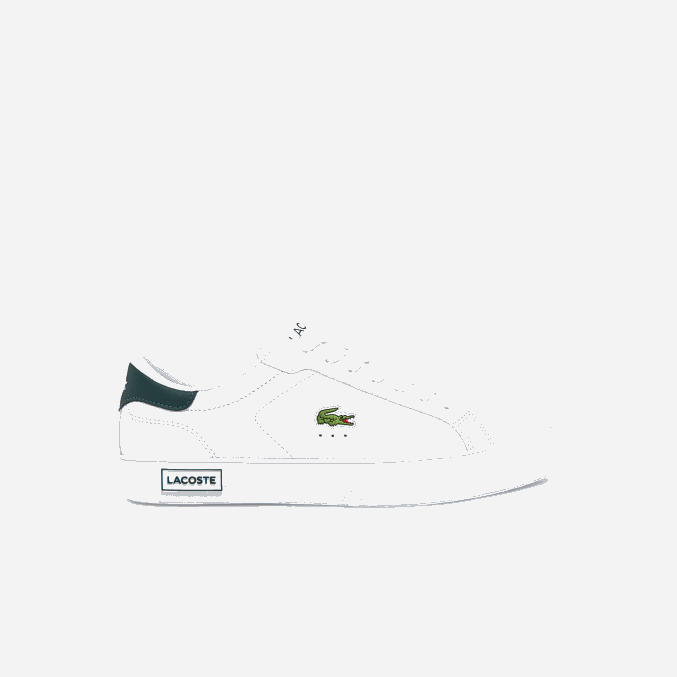 blanco y verde oscuro 1r5 VVL0A1806 hombres Lacoste zapatillas powercourt de piel