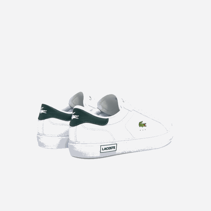 blanco y verde oscuro 1r5 VVL0A1806 hombres Lacoste zapatillas powercourt de piel