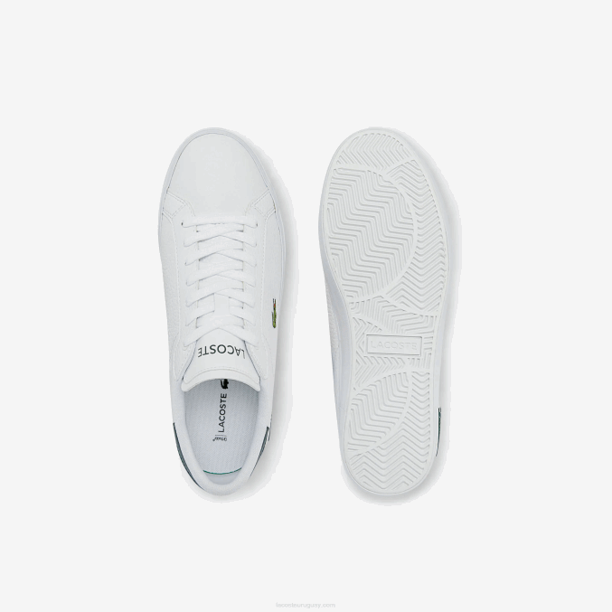 blanco y verde oscuro 1r5 VVL0A1806 hombres Lacoste zapatillas powercourt de piel