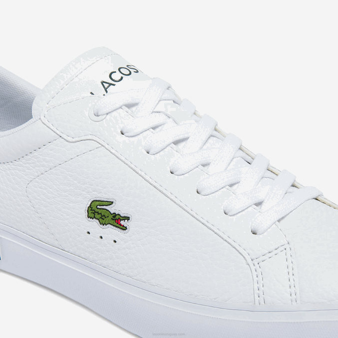 blanco y verde oscuro 1r5 VVL0A1806 hombres Lacoste zapatillas powercourt de piel