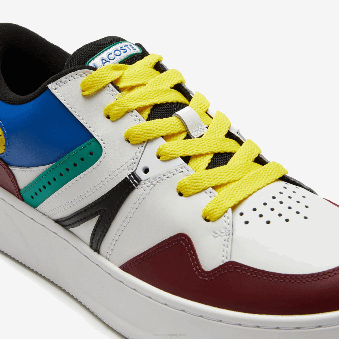 burdeos blanco 2h2 VVL0A1822 hombres Lacoste zapatillas l005 de piel
