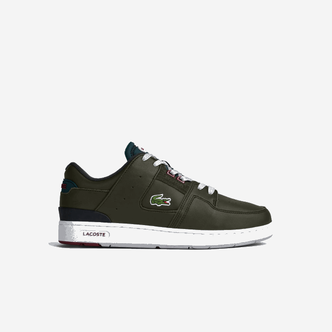 caqui y blanco 255 VVL0A1705 hombres Lacoste zapatillas Court Cage de cuero con contraste de color