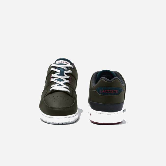 caqui y blanco 255 VVL0A1705 hombres Lacoste zapatillas Court Cage de cuero con contraste de color