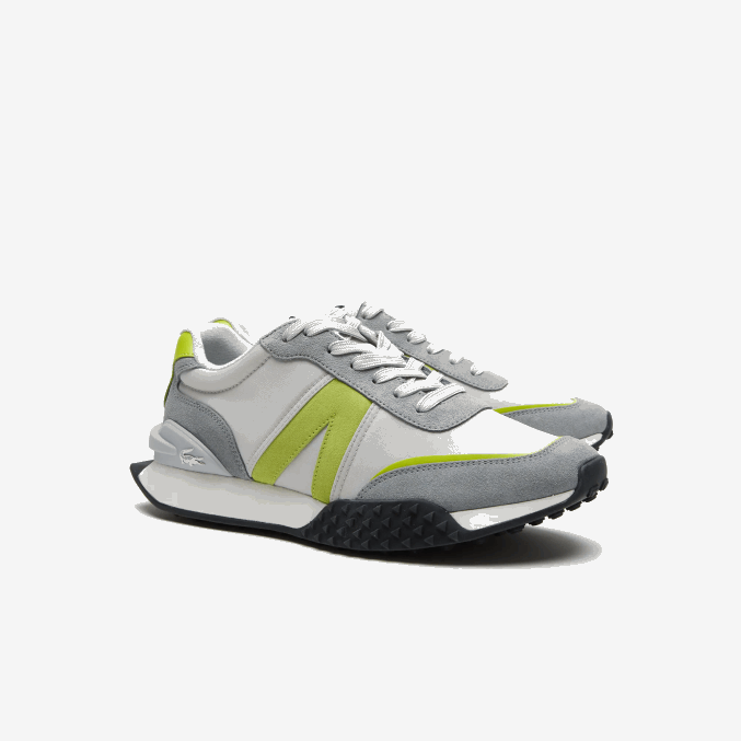 gris claro verde 7a8 VVL0A1788 hombres Lacoste zapatillas l-spin deluxe de piel en contraste de color