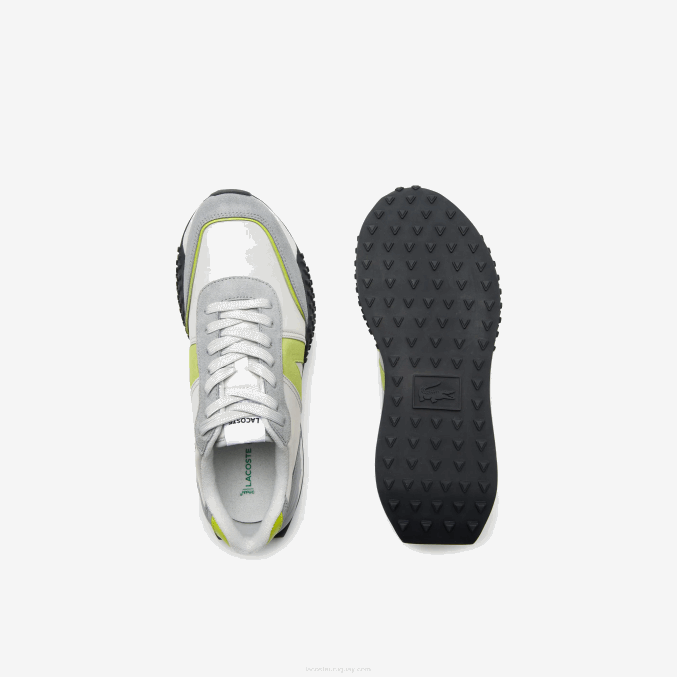 gris claro verde 7a8 VVL0A1788 hombres Lacoste zapatillas l-spin deluxe de piel en contraste de color