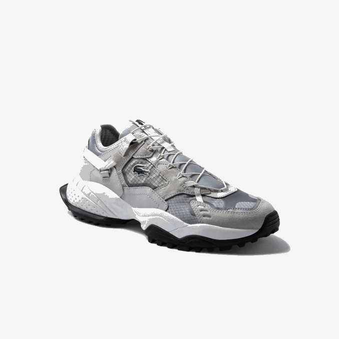 gris claro y negro gb7 VVL0A1827 hombres Lacoste zapatillas l-guard breaker de textil y ante