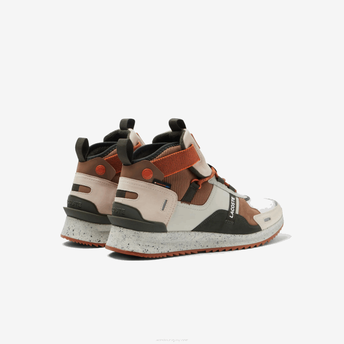 marrón blanco 2c3 VVL0A1793 hombres Lacoste zapatos de exterior de piel con colores pop run breaker