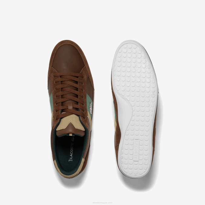 marron verde oscuro 2a1 VVL0A1736 hombres Lacoste tenis Chaymon de piel