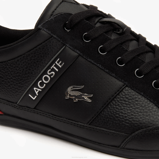 negro rojo 1b5 VVL0A1708 hombres Lacoste tenis Chaymon de piel