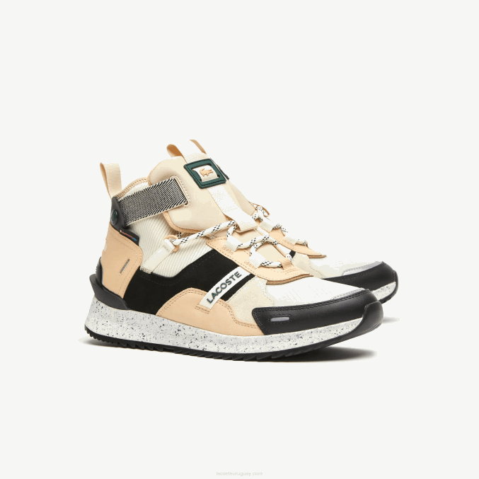 negro y blanco roto 454 VVL0A1792 hombres Lacoste zapatos de exterior de piel con colores pop run breaker