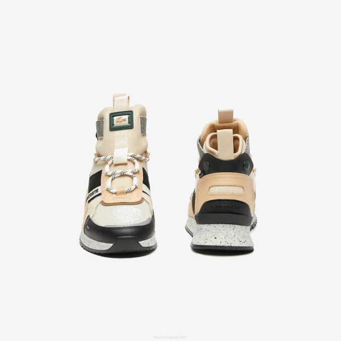negro y blanco roto 454 VVL0A1792 hombres Lacoste zapatos de exterior de piel con colores pop run breaker