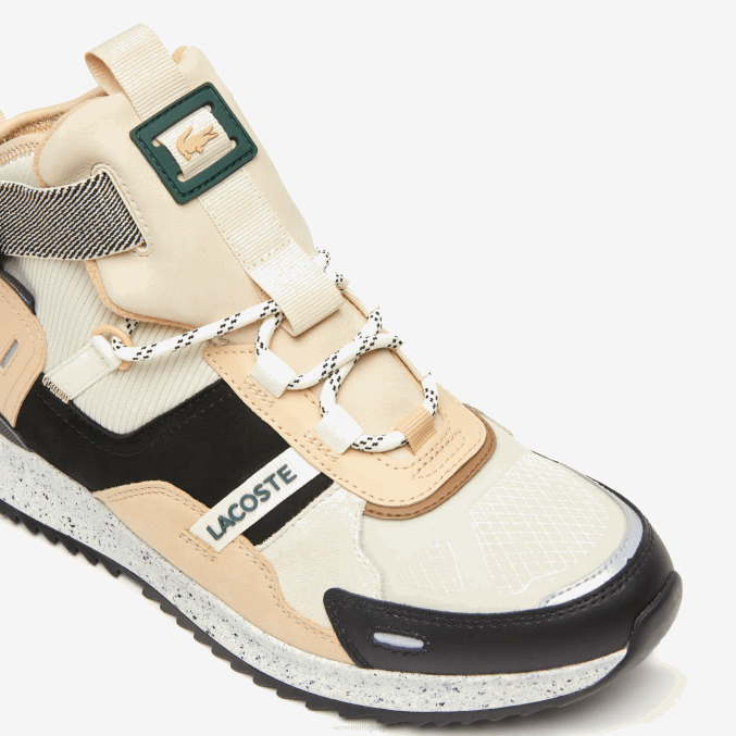 negro y blanco roto 454 VVL0A1792 hombres Lacoste zapatos de exterior de piel con colores pop run breaker