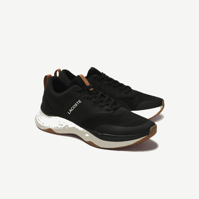 negro y blanco roto 454 VVL0A1868 hombres Lacoste tenis court-drive plus de tela con bloques de color