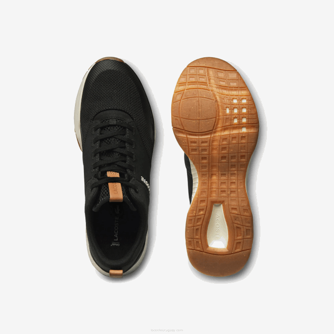 negro y blanco roto 454 VVL0A1868 hombres Lacoste tenis court-drive plus de tela con bloques de color