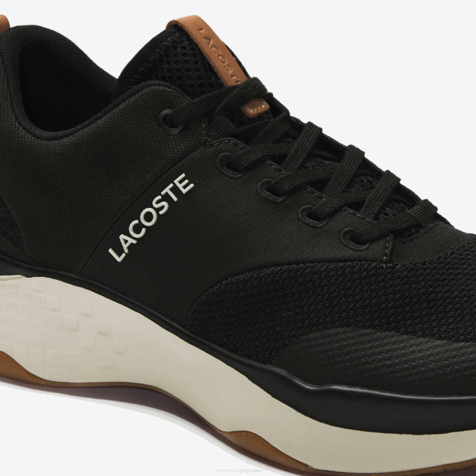 negro y blanco roto 454 VVL0A1868 hombres Lacoste tenis court-drive plus de tela con bloques de color