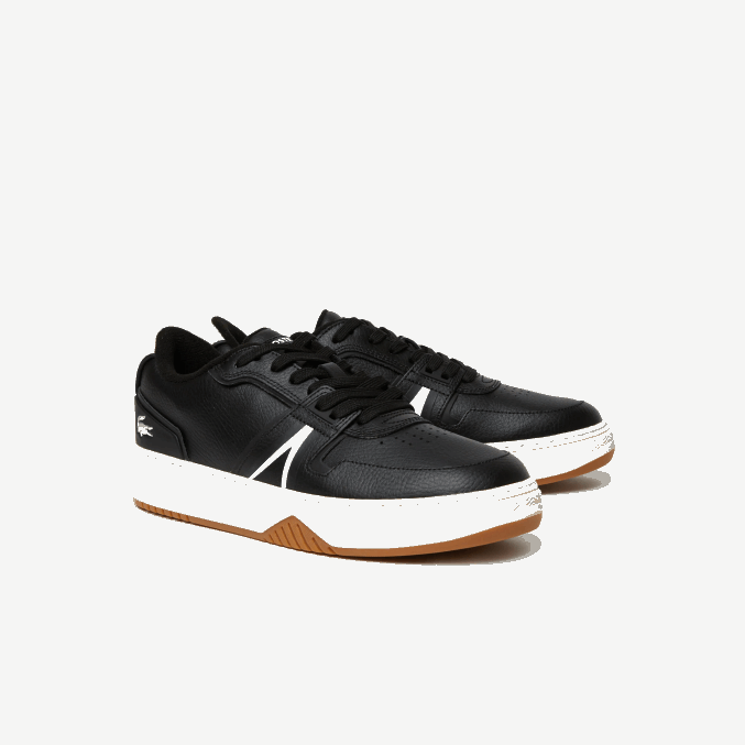 negro y blanco roto 454 VVL0A1881 hombres Lacoste zapatillas l001 de piel con tacón destalonado