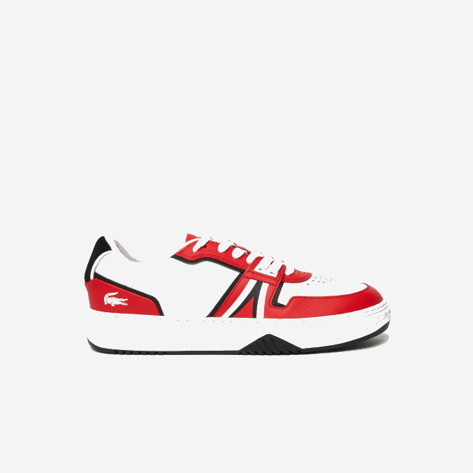 rojo blanco 17k VVL0A1853 hombres Lacoste zapatillas l001 de piel en contraste de color