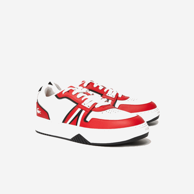 rojo blanco 17k VVL0A1853 hombres Lacoste zapatillas l001 de piel en contraste de color
