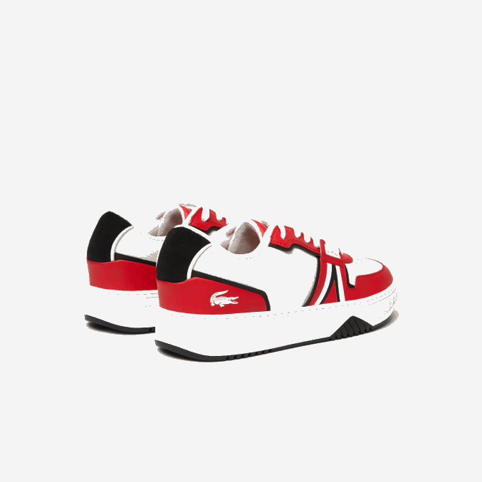 rojo blanco 17k VVL0A1853 hombres Lacoste zapatillas l001 de piel en contraste de color