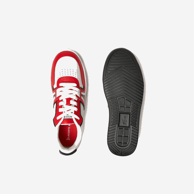 rojo blanco 17k VVL0A1853 hombres Lacoste zapatillas l001 de piel en contraste de color