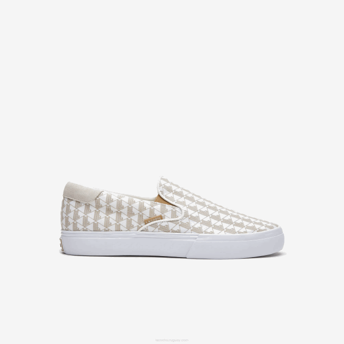 blanco roto y blanco 03a VVL0A1855 hombres Lacoste saltar servir textil sin cordones