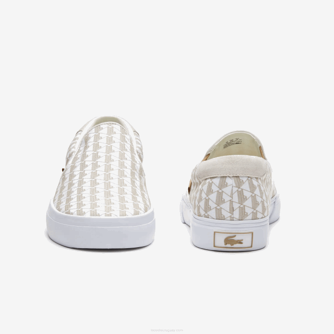 blanco roto y blanco 03a VVL0A1855 hombres Lacoste saltar servir textil sin cordones