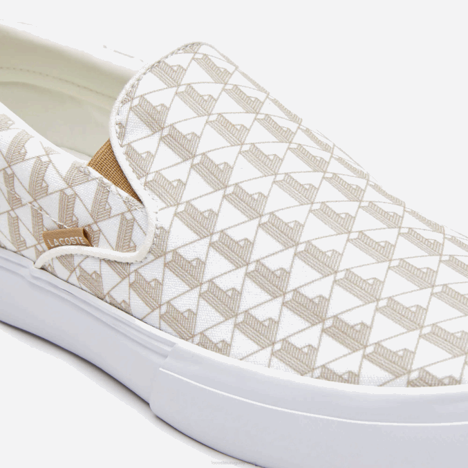 blanco roto y blanco 03a VVL0A1855 hombres Lacoste saltar servir textil sin cordones