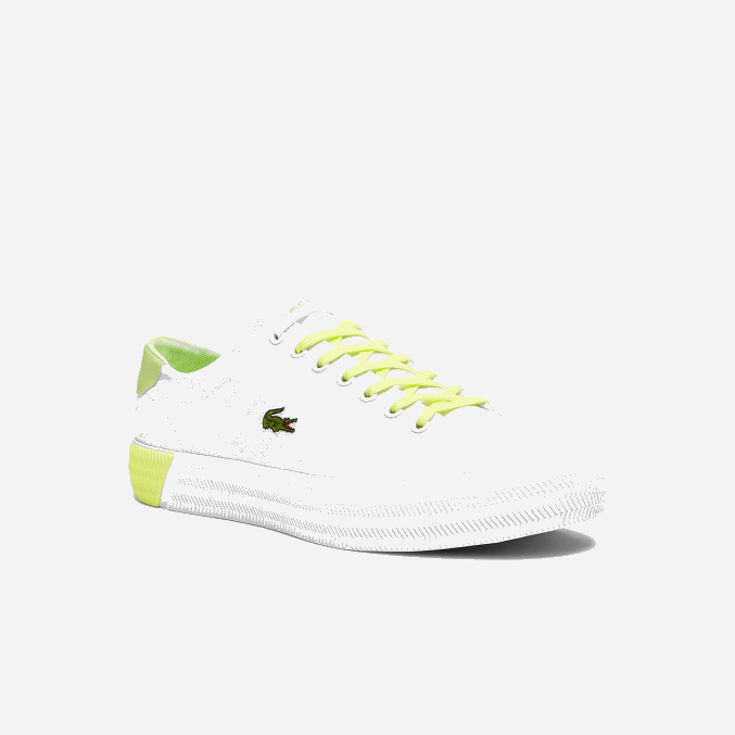 blanco y amarillo claro 2h8 VVL0A1889 hombres Lacoste zapatillas gripshot de lona y piel