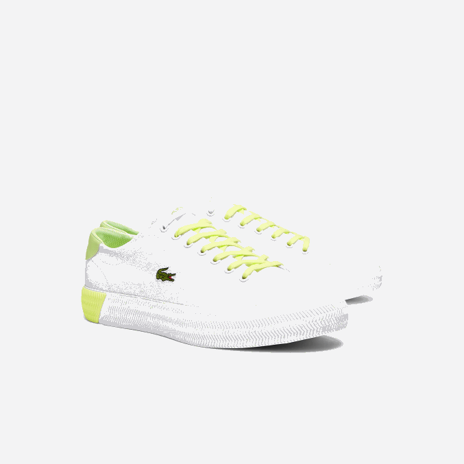 blanco y amarillo claro 2h8 VVL0A1889 hombres Lacoste zapatillas gripshot de lona y piel