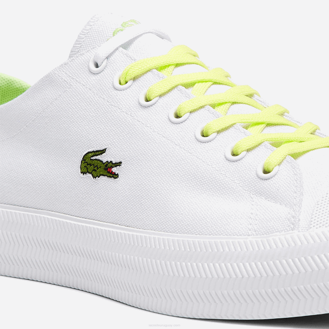 blanco y amarillo claro 2h8 VVL0A1889 hombres Lacoste zapatillas gripshot de lona y piel