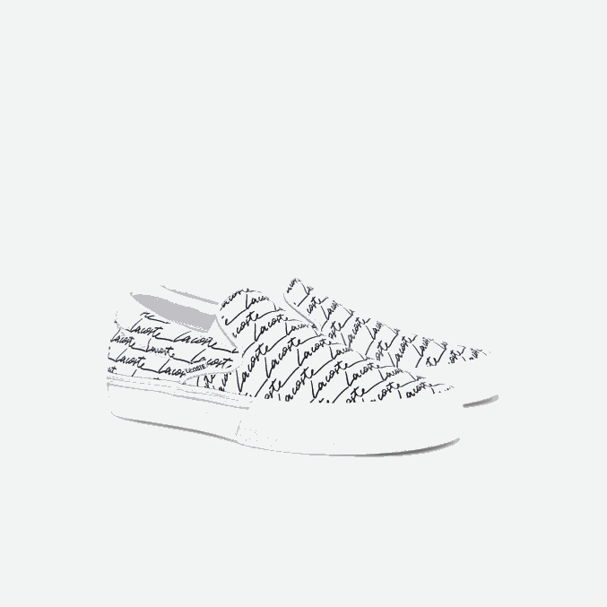 blanco y negro 147 VVL0A1860 hombres Lacoste sin cordones impresos en lienzo con servicio de salto